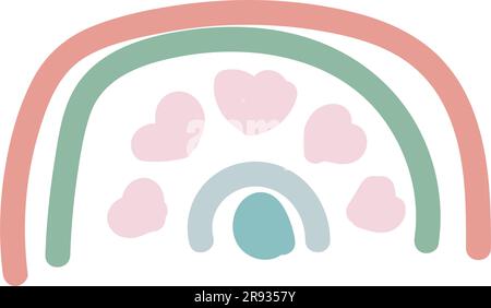 arcobaleno disegnato a mano astratto con colore pastello . illustrazione vettoriale Illustrazione Vettoriale