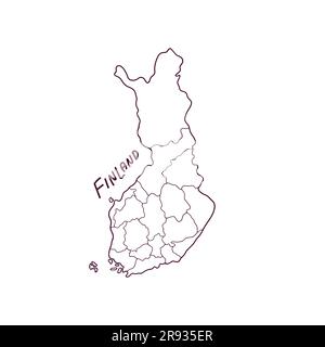 Mappa Doodle disegnata a mano della Finlandia. Illustrazione vettoriale Illustrazione Vettoriale