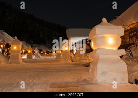 Ouchi-juku Snow Festival Foto Stock