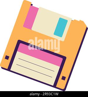 Floppy disk colorato isolato nostalgico retro icon Vector Illustrazione Vettoriale