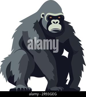 grande design gorilla su bianco Illustrazione Vettoriale