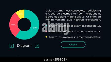 Modello di elemento UI diagramma circolare Illustrazione Vettoriale