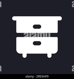Icona dell'interfaccia utente glyph in modalità oscura del comodino Illustrazione Vettoriale