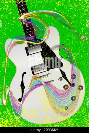 Tipica chitarra Jazz set su un jazz grunge background Foto Stock