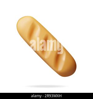 Icona del pane 3d isolata su bianco Illustrazione Vettoriale
