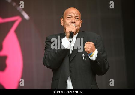 Leeds, Regno Unito. 17 giugno 2023. Roland Gift of the fine Young Cannibals Performing al Lets Rock Leeds 80s Festival di Leeds. Credito: SOPA Images Limited/Alamy Live News Foto Stock