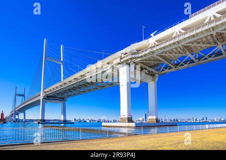 Yokohama Bay Bridge e Mt. Foto Stock