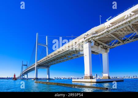 Yokohama Bay Bridge e Mt. Foto Stock