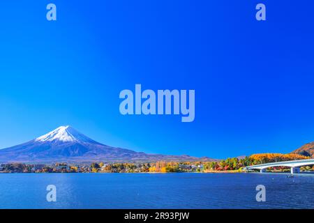 Colore autunnale di Kawaguchiko e ponte Kawaguchiko Foto Stock