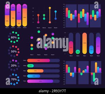Modello grafico infografico per analisi info professionale impostato per il tema scuro Illustrazione Vettoriale