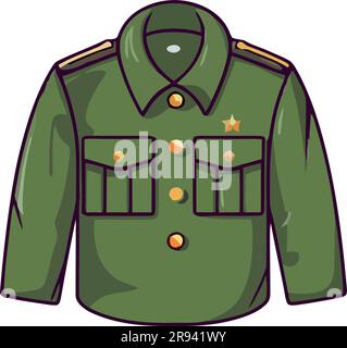 Ufficiale militare in uniforme verde su bianco Illustrazione Vettoriale