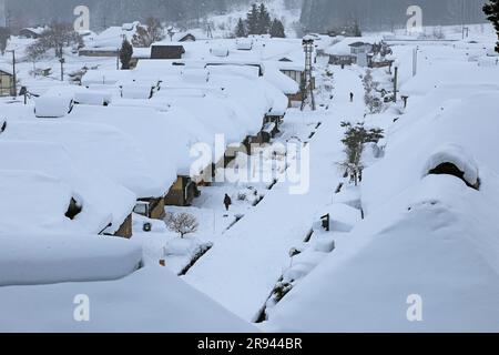 Ouchi-Juku in inverno Foto Stock