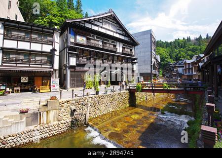 Sorgente termale Ginzan Onsen Foto Stock