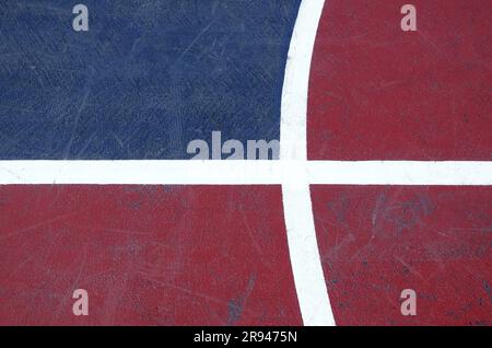 Sfondo astratto di linee e colori su un campo da basket Foto Stock