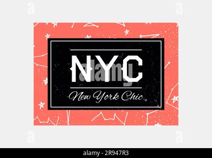 Tipografia dello slogan di New York su sfondo leopardo. T-shirt di moda. Maglietta ragazza con stampa trendy. Slogan pelle animale grafica. T-shirt trendy Illustrazione Vettoriale