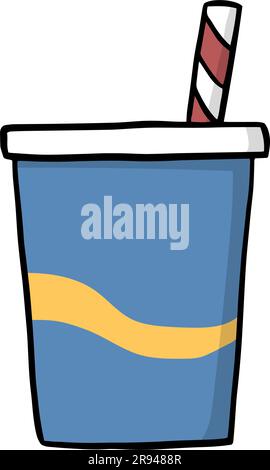 Una tazza di bevanda analcolica. Scarabocchio disegnato a mano per il design dei cartoni animati Illustrazione Vettoriale