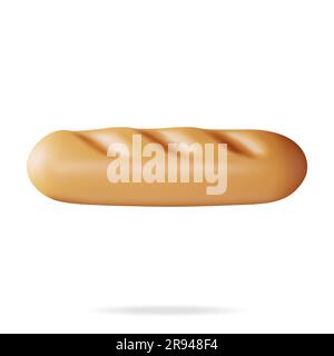 Icona del pane 3d isolata su bianco Illustrazione Vettoriale