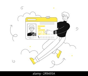 Uomo con il concetto di linea numerica Illustrazione Vettoriale