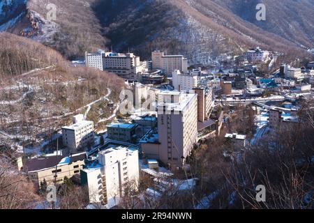 Inverno a Noboribetsu Onsen Foto Stock