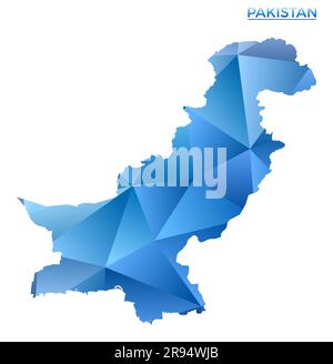 Mappa del Pakistan poligonale vettoriale. Vibrante stile country geometrico in stile polietilene basso. Potente illustrazione per le vostre infografiche. Tecnologia, Internet, rete Illustrazione Vettoriale