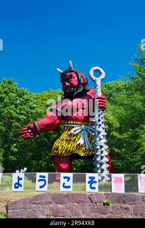 Statua del demone di benvenuto a Noboribetsu Onsen Foto Stock