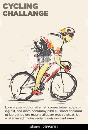 ciclista fuori sadlle ride bici da strada. ciclo dell'illustrazione vettoriale astratta Illustrazione Vettoriale