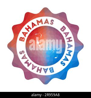 Bahamas low poli logo. Colorato logo da viaggio sfumato del paese in stile geometrico. Simbolo arrotondato poligonale delle Bahamas multicolore con mappa per il Illustrazione Vettoriale