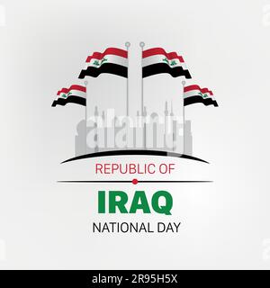 3 ottobre, Happy National Day of Iraq Vector Illustration. Adatto per biglietti d'auguri, poster e striscioni. Illustrazione Vettoriale