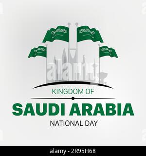 Giornata nazionale dell'Arabia Saudita del 23 settembre. Felice giorno dell'indipendenza. Illustrazione Vettoriale