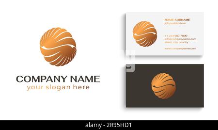 Logo Shell. Conchiglia moderna, naulilus. Elegante logo lineare. Modello per creare un design esclusivo di lusso, logo Illustrazione Vettoriale