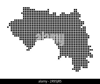 Mappa della Guinea. Mappa della Guinea in stile punteggiato. I confini del paese sono riempiti di rettangoli per il tuo progetto. Illustrazione vettoriale. Illustrazione Vettoriale