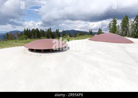 Asiago, Italia - 25 luglio 2020: Vista della prima guerra mondiale Forte Campolongo Foto Stock