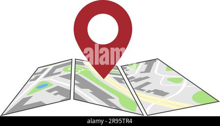 mappa generica con simbolo del marcatore di posizione, illustrazione vettoriale Illustrazione Vettoriale