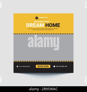 Modello di post sui social media immobiliari, modello di post modificabile banner sui social media. Illustrazione Vettoriale
