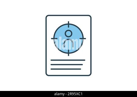 Icona del mercato di destinazione. Bersaglio e persone. icona relativa al target del cliente, marketing digitale. Design a icone a linea piatta. Semplice progettazione vettoriale modificabile Illustrazione Vettoriale
