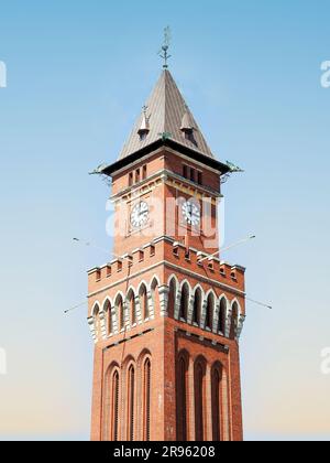 La torre dell'orologio del municipio in stile neogotico a Helsingborg, Svezia. Foto Stock