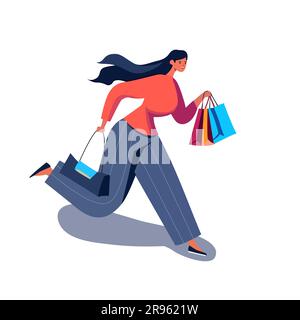 Concetto di donna che fa shopping Illustrazione Vettoriale