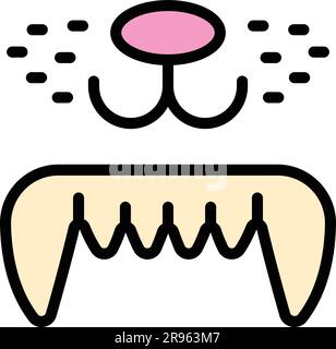 Icona Cat per la cura dei denti. Delineare l'icona del vettore di cura dei denti Cat per la progettazione del nastro isolata su sfondo bianco piatto Illustrazione Vettoriale