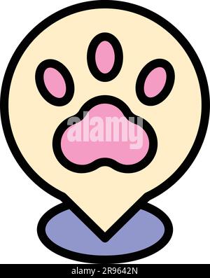Icona posizione clinica veterinaria. Delineare l'icona del vettore di posizione della clinica veterinaria per il web design isolato su sfondo bianco piatto Illustrazione Vettoriale