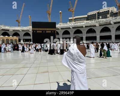 La Mecca Arabia Saudita - 17 marzo 2023: Al Kaaba nella moschea di al Haram - hajj e umra Foto Stock