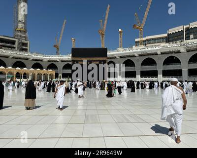 La Mecca Arabia Saudita - 17 marzo 2023: Al Kaaba nella moschea di al Haram - hajj e umra Foto Stock