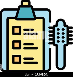 Icona clipboard ricci. Contorno dell'icona vettoriale degli Appunti ricci per il web design isolato su sfondo bianco piatto Illustrazione Vettoriale