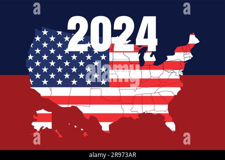 Sfondo vettore elezioni USA 2024 Illustrazione Vettoriale