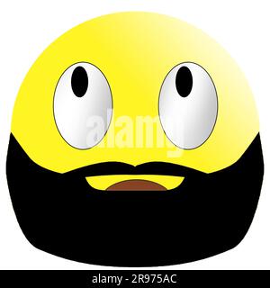 Simpatico emoticon calvo giallo musulmano, emoticon con baffi e barba - illustrazione su sfondo bianco isolato Foto Stock