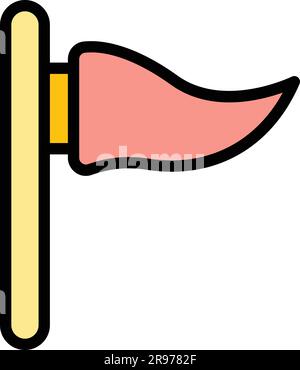 Icona della bandiera del campeggio. Delinea icona vettore indicatore campeggio per Web design isolato su sfondo bianco piatto Illustrazione Vettoriale