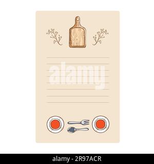 Illustrazione di un modello di menu del ristorante con posate e utensili. Illustrazione Vettoriale