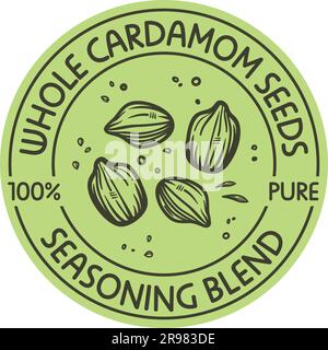Miscela di condimenti per semi di cardamomo interi, pasto puro Illustrazione Vettoriale