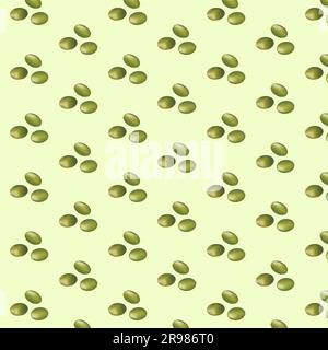 Modello senza cuciture con rametto d'oliva e olive verdi Illustrazione Vettoriale