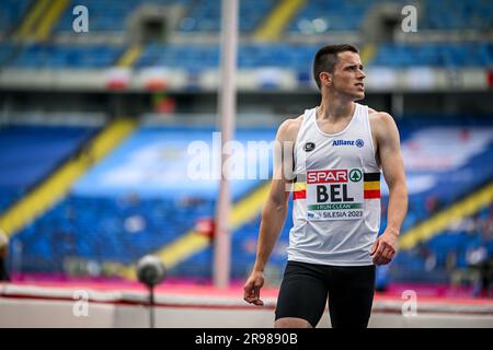 Chorchow, Polonia. 24 giugno 2023. Il belga Nolan Vancauwenberghe raffigurato in azione durante i Campionati europei di atletica a squadre, a Chorchow, Slesia, Polonia, sabato 24 giugno 2023. Il Team Belgium partecipa alla prima divisione dal 23 al 25 giugno. BELGA PHOTO THOMAS WINDESTAM Credit: Belga News Agency/Alamy Live News Foto Stock