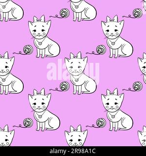 Modello senza cuciture con gatti carini. Sfondo del bambino vettoriale. Illustrazione Vettoriale